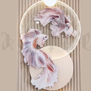 Koi Fish Crystal Porcelain LED Light Decorative Painting