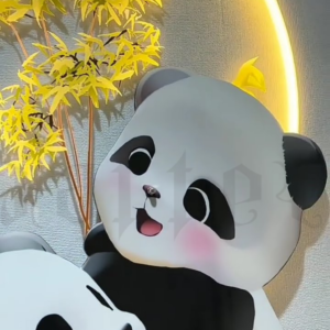 Panda Crystal Porcelain LED Light Decorative Painting